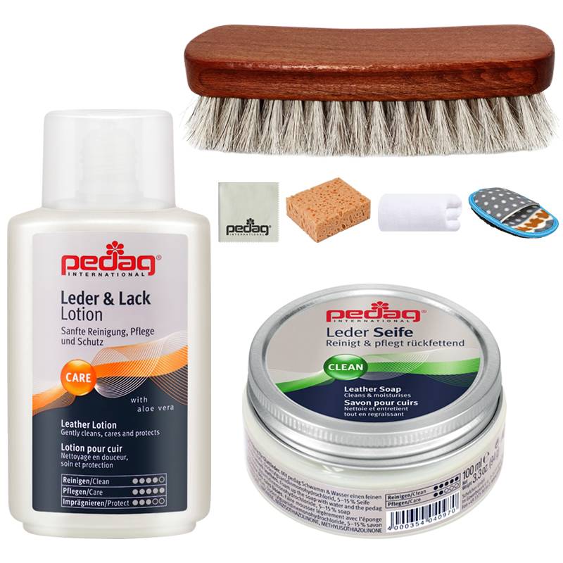 Soap + cream + horse brush