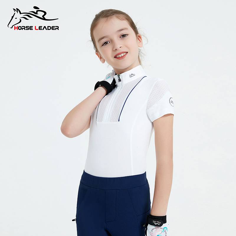 Summer children's equestrian T -shirt half -sleeved equestrian clothing Children's female female women's horseshomy clothing children's equestrian equipment shirt