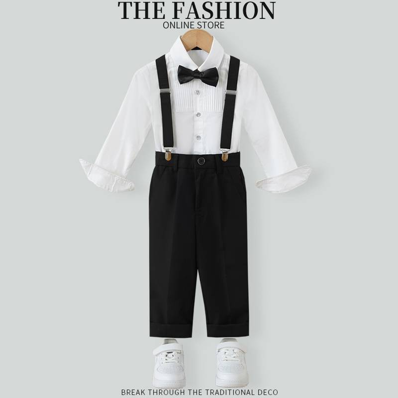 Children's boy dresses small suit jacket, Xiahua boy boy British host, bib pants piano performance service