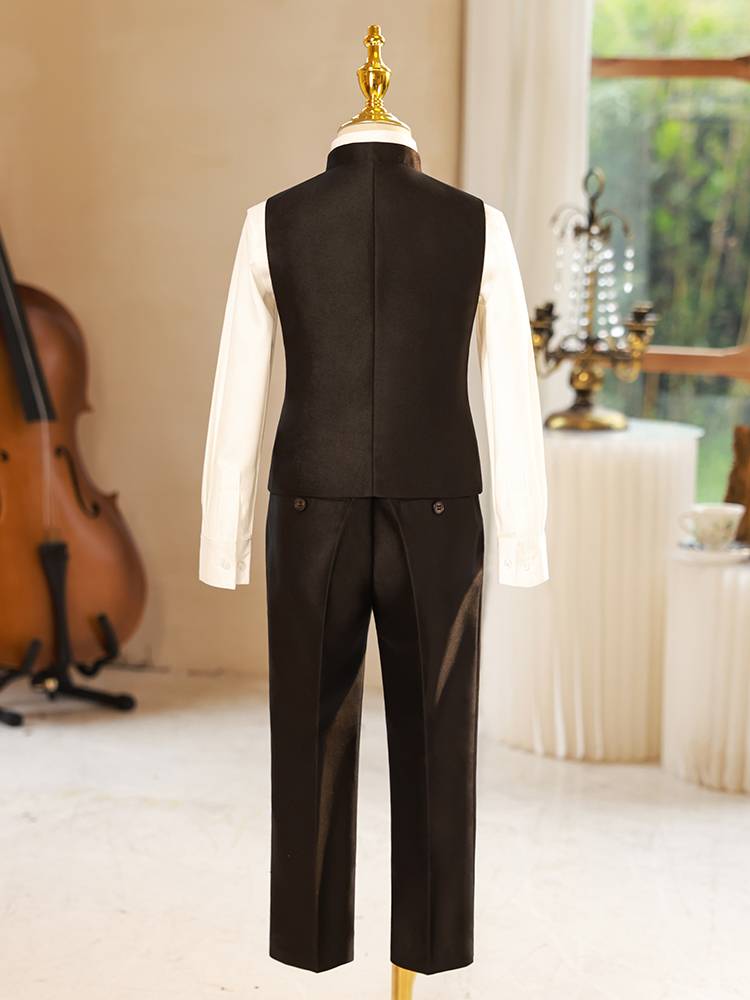 Boys Chinese suit vest host dresses, children's suit horse clip summer new piano performance clothes