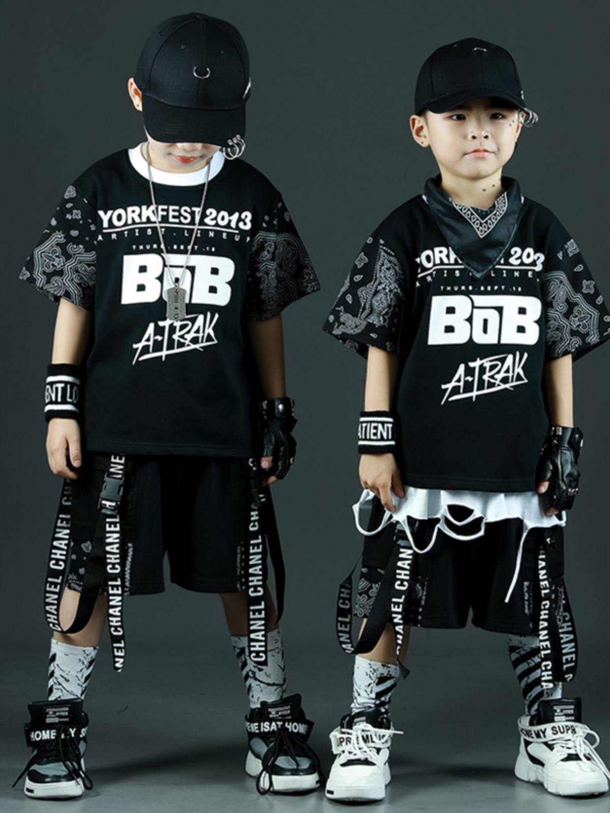 Children's performance service in summer new little boy hip -hop trendy set children's catwalk shelf shelf table acting clothes