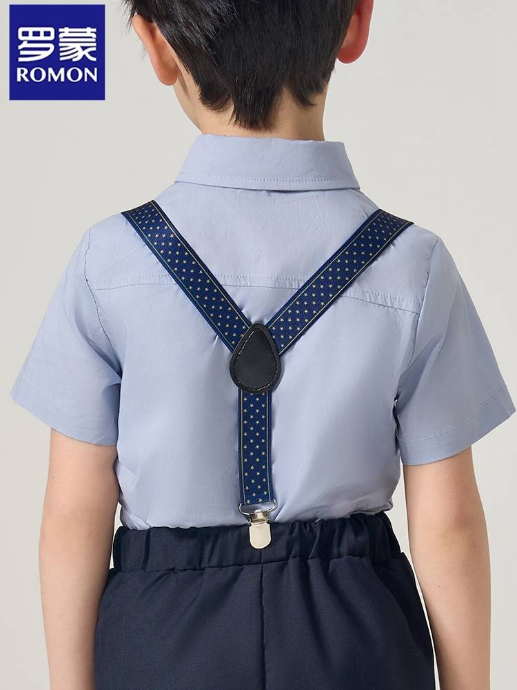 Luo Meng children's dress strap, bidding, pants, children's anti -sliding hanging trousers fixed strap male tide