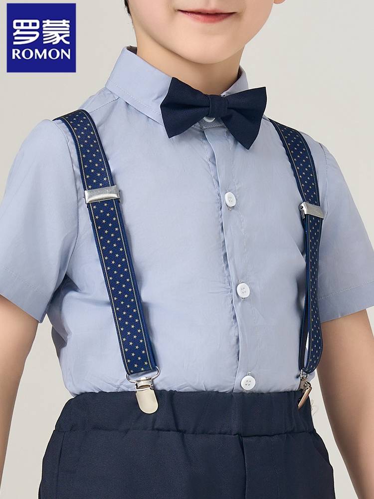 Luo Meng children's dress strap, bidding, pants, children's anti -sliding hanging trousers fixed strap male tide