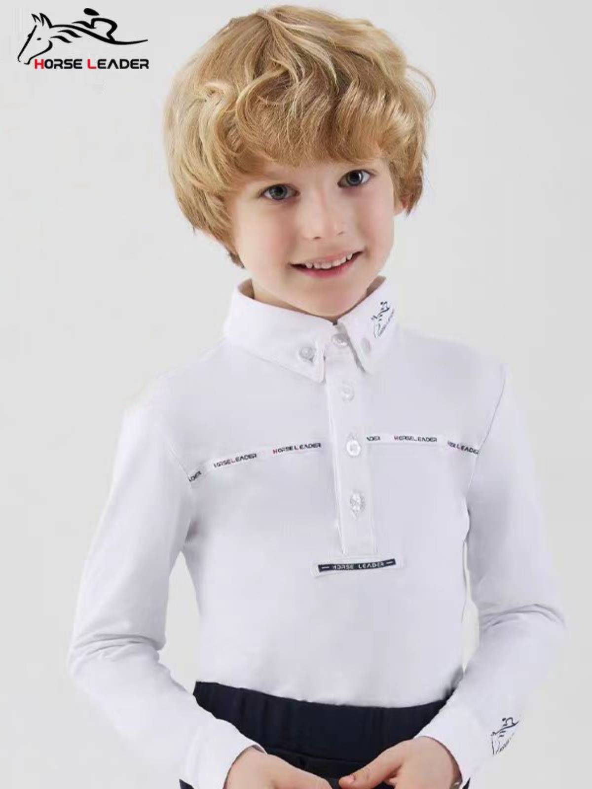 HorseLeader summer children's equestrian T -shirt riding long sleeve top white racing clothes shirt riding clothes