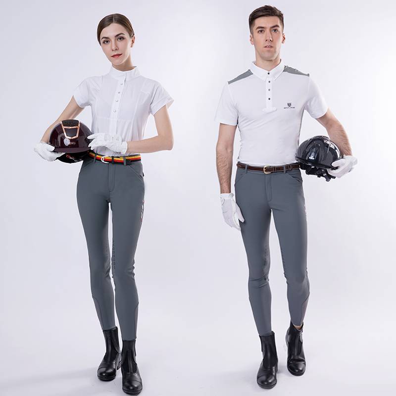 Eight -foot dragon equestrian pants silicone wear -resistant half glue equestrian pants men and women riding clothing knights competition clothes white models