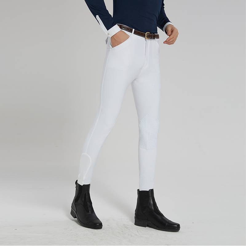 Eight -foot dragon equestrian pants silicone wear -resistant half glue equestrian pants men and women riding clothing knights competition clothes white models