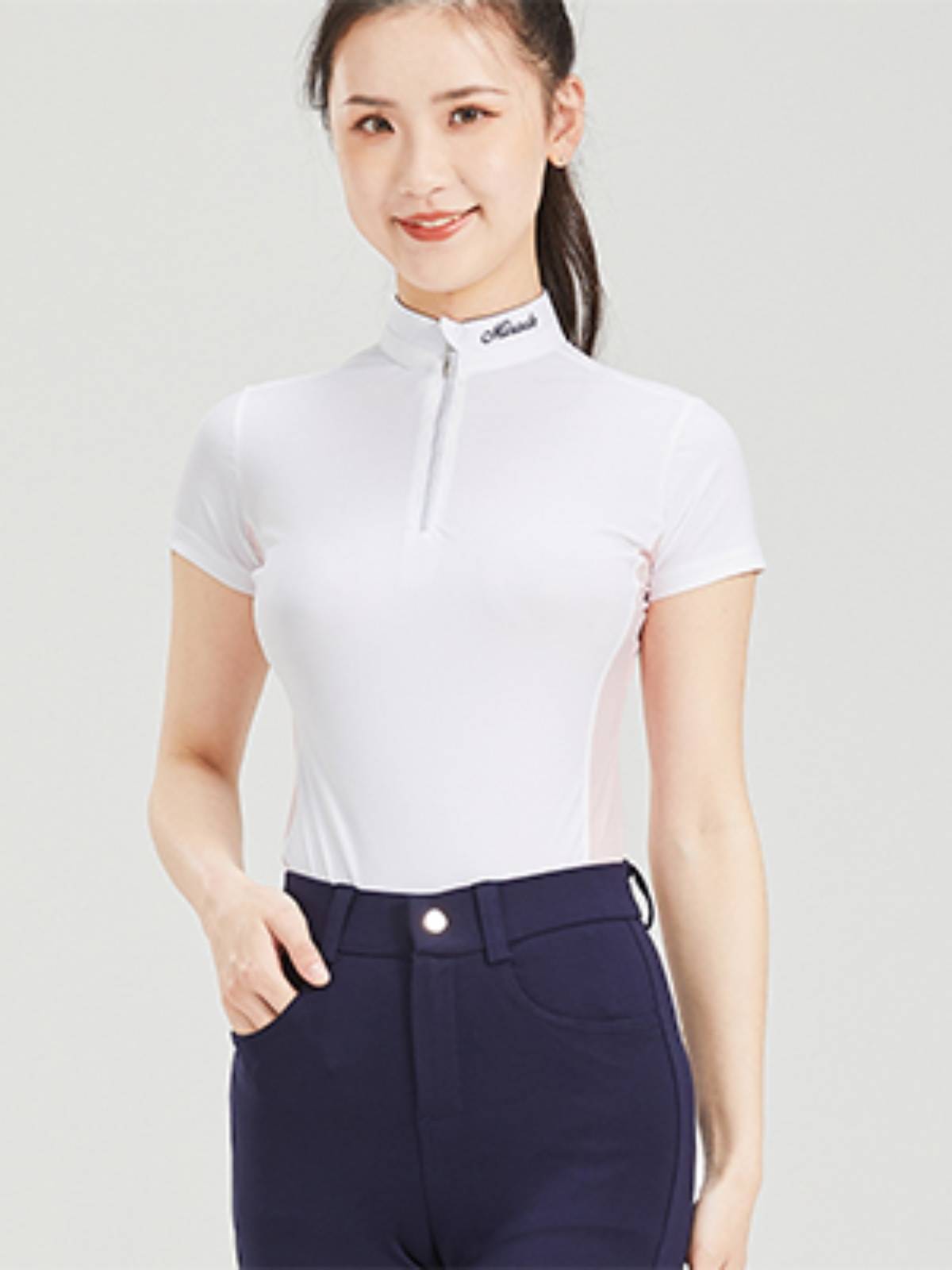 Summer Quarter Equestrian T -shirt Short -sleeved Equestrian Server White Sports Polo Shirt Riding Equestrian Series