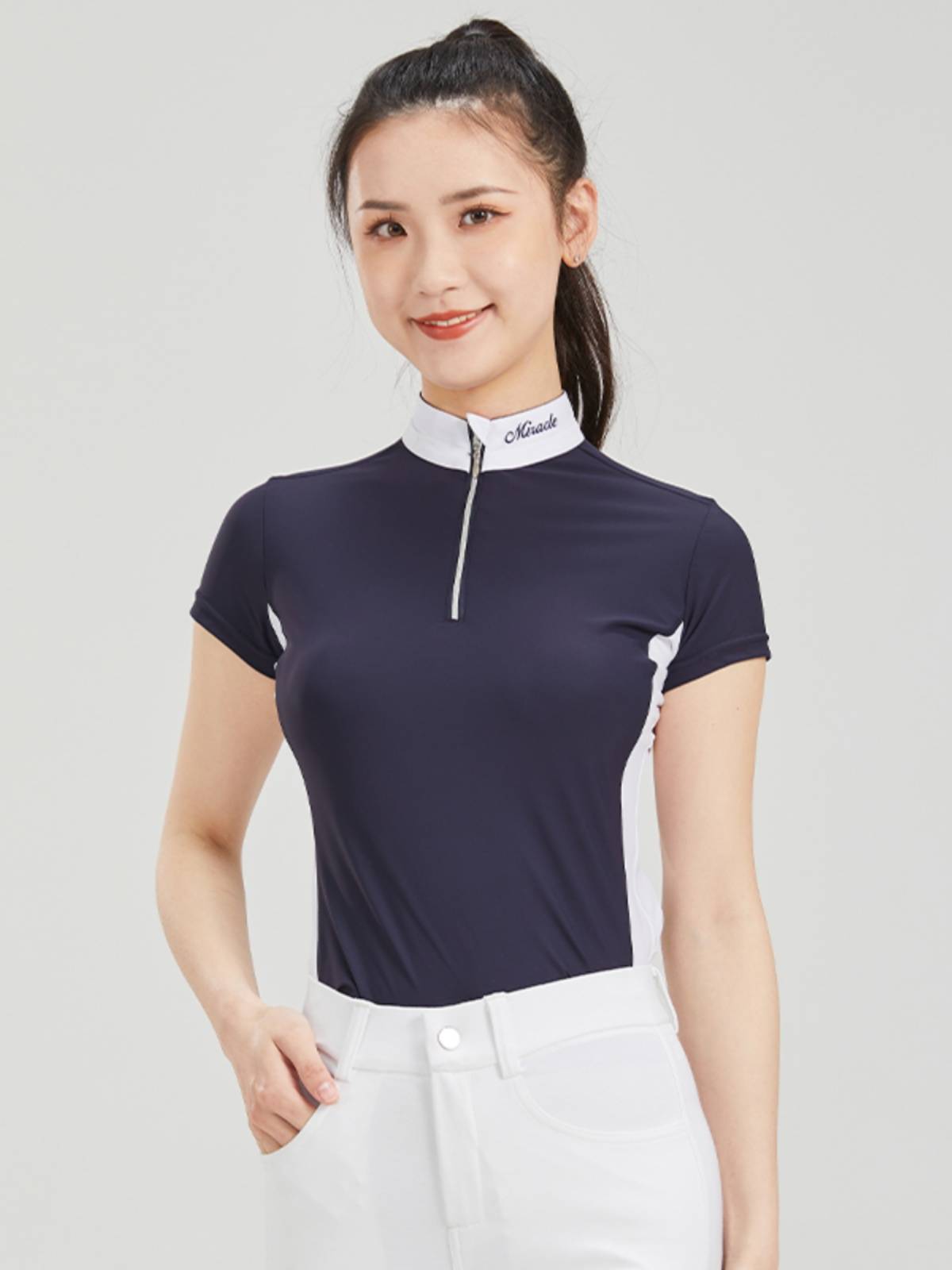 Summer Quarter Equestrian T -shirt Short -sleeved Equestrian Server White Sports Polo Shirt Riding Equestrian Series