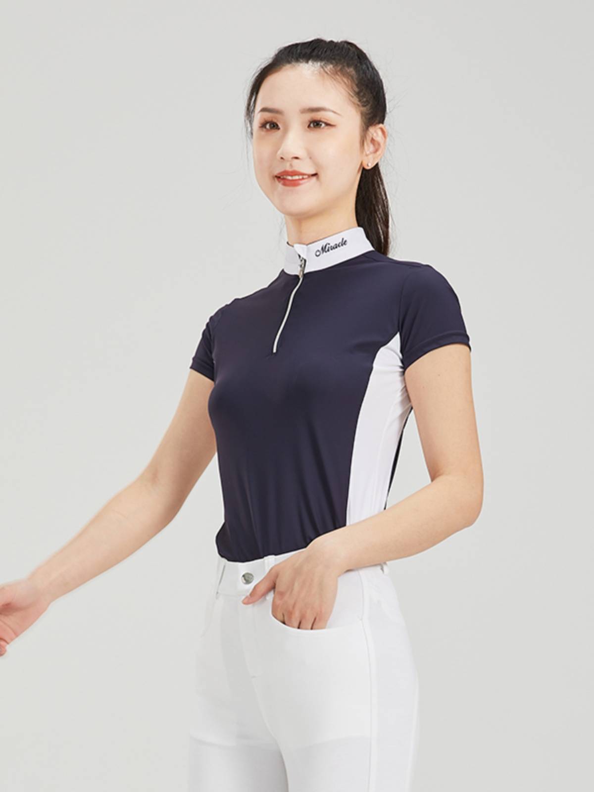 Summer Quarter Equestrian T -shirt Short -sleeved Equestrian Server White Sports Polo Shirt Riding Equestrian Series
