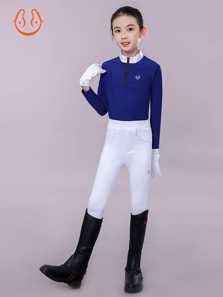 Yuema Hui Summer Children's Equestrian T -shirt Long -sleeved Girl Training Equestrian Equestnically Equipment Equipment Horse Riding