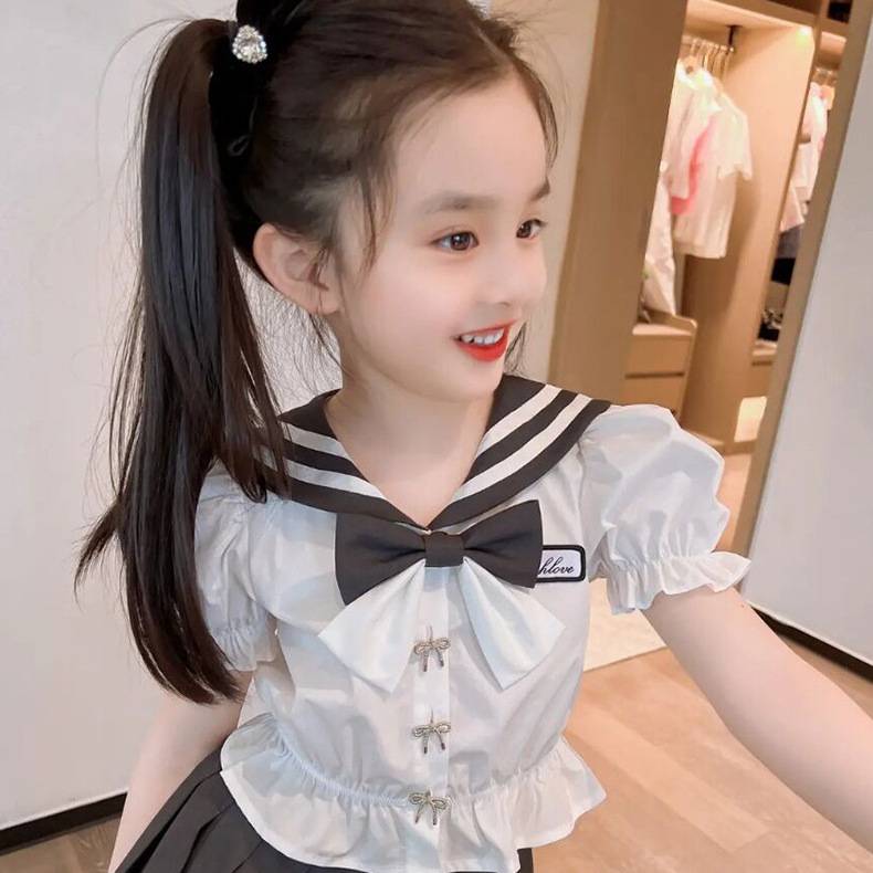 Barlabara girls summer new set 2024 children's JK uniform genuine naval leaders study