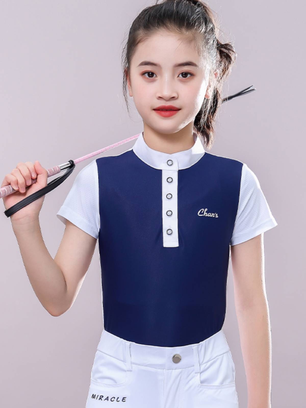 Summer Child Wats T -shirt Speed Horse Horse Horse Short -sleeved Top Boys Polo Shirt Competition Daughter Children's Riding