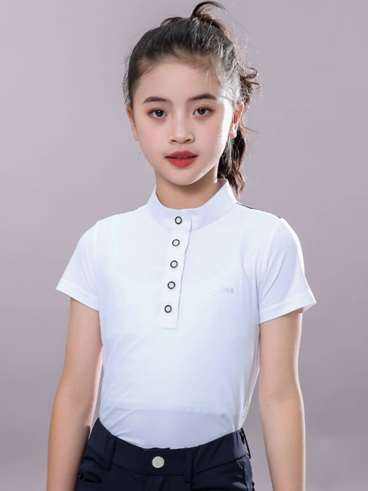 Summer Child Wats T -shirt Speed Horse Horse Horse Short -sleeved Top Boys Polo Shirt Competition Daughter Children's Riding