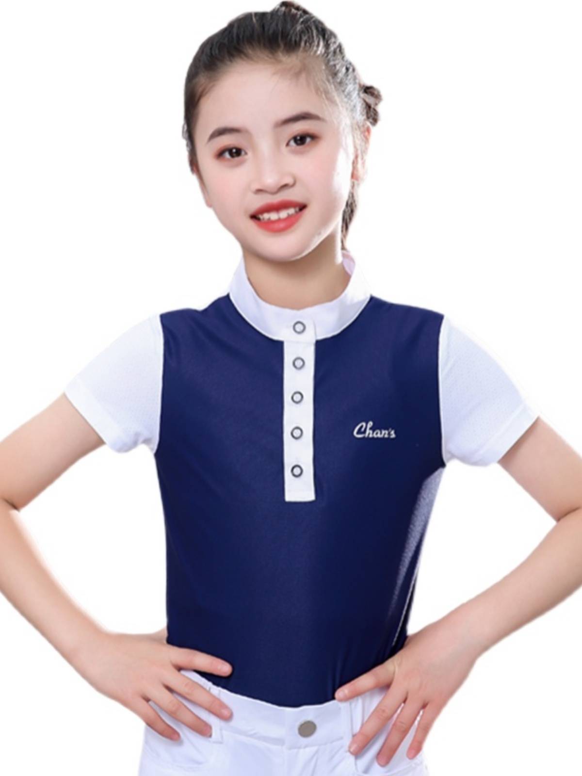 Summer Child Wats T -shirt Speed Horse Horse Horse Short -sleeved Top Boys Polo Shirt Competition Daughter Children's Riding