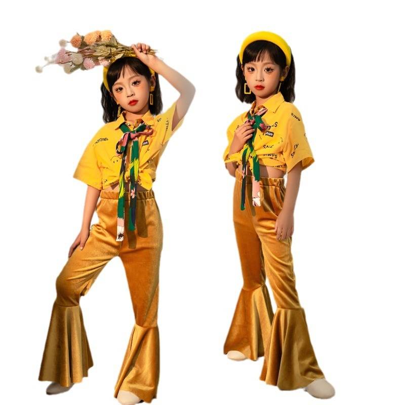 Girls Retro Hong Kong Wind Fun Pants 8090 Children's catwalk show locomotive windmill contest performance studio tide