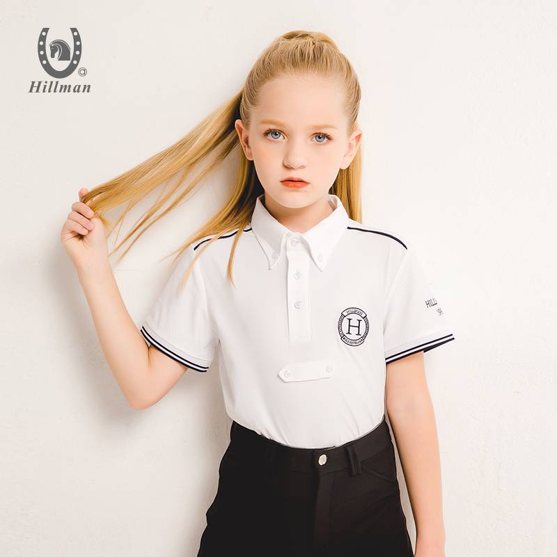 Children's Equestrian Top Boys and Girls Riding Equestnically Pat Polo Shirt T -shirt T -shirt Cavaliers Clothing Riding