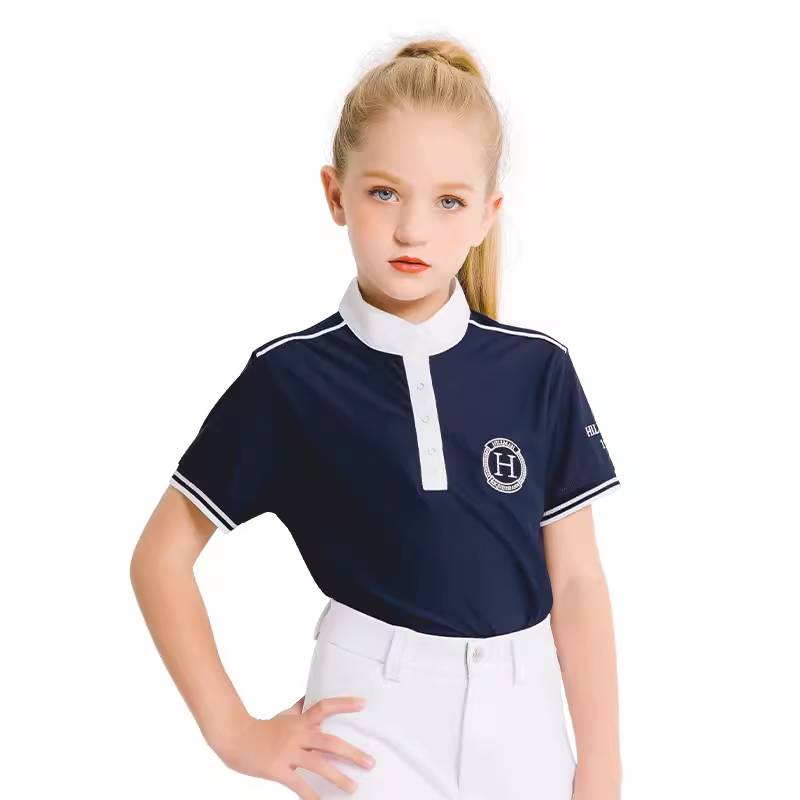 Children's Equestrian Top Boys and Girls Riding Equestnically Pat Polo Shirt T -shirt T -shirt Cavaliers Clothing Riding