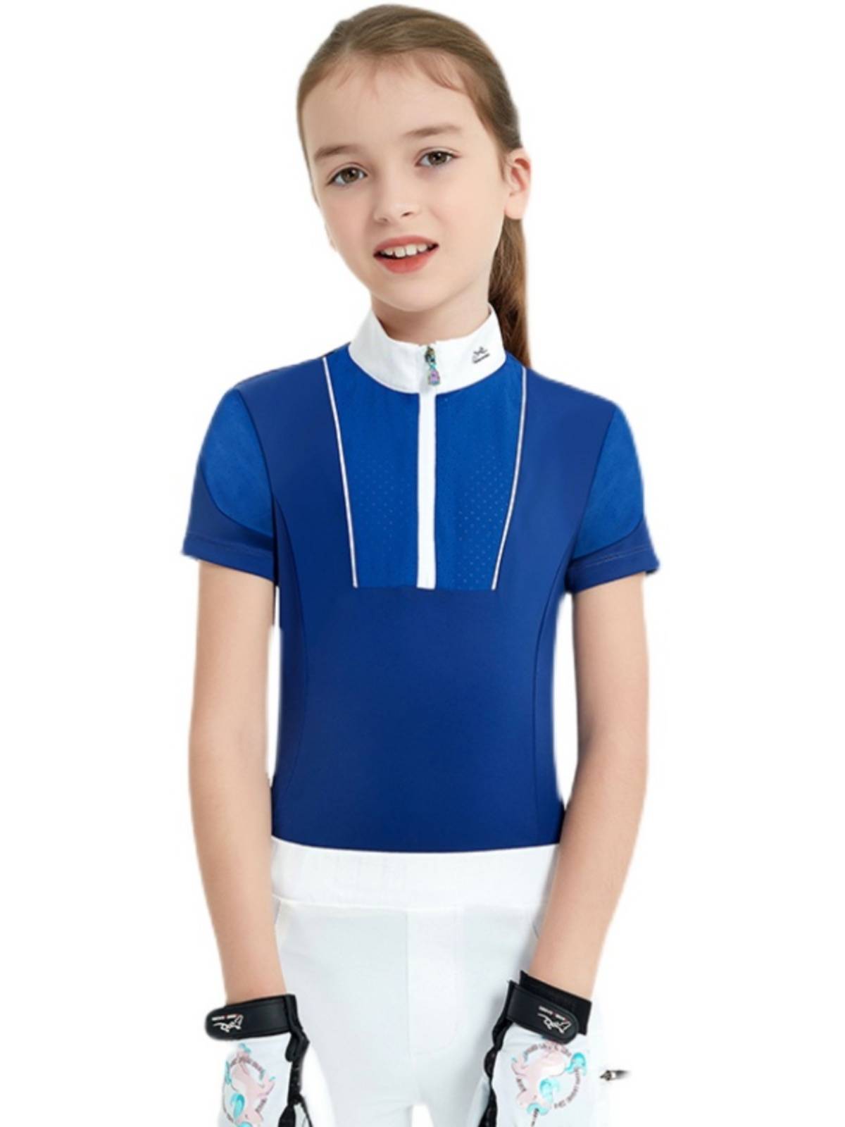 Summer Children's Speed Equestrian T -shirt Super -thin Horse Riding Short -sleeved Shirt White Equestrian Character Riding Horse Riding Women