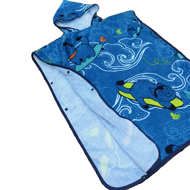 Super low price! Foreign trade, pure cotton toon blue cape with cape, soft bathing towels for children