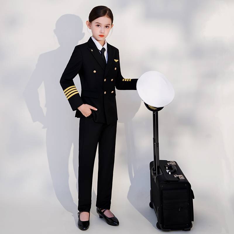 Children's pilot clothing China captain uniform uniform children's model group walking show show service