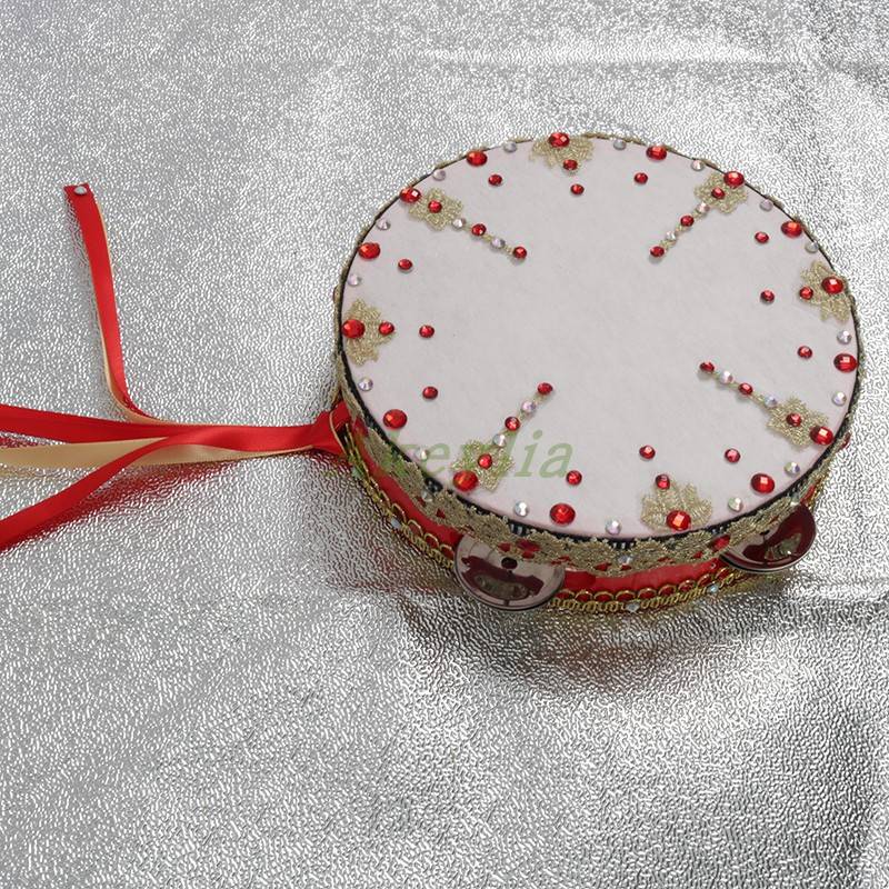 Professional handmade ballet bell drum Astmrada test props performance competition accessories hand drum red gold color