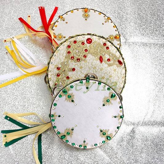 Professional handmade ballet bell drum Astmrada test props performance competition accessories hand drum red gold color