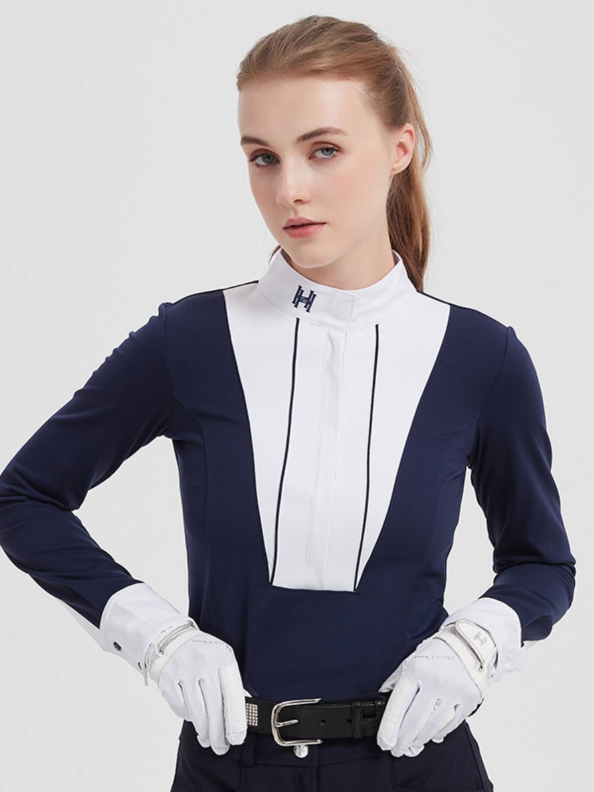 Hello Horse Equestrian T -shirt with velvet and autumn and winter long -sleeved women's equestrian clothing riding pottae equipment