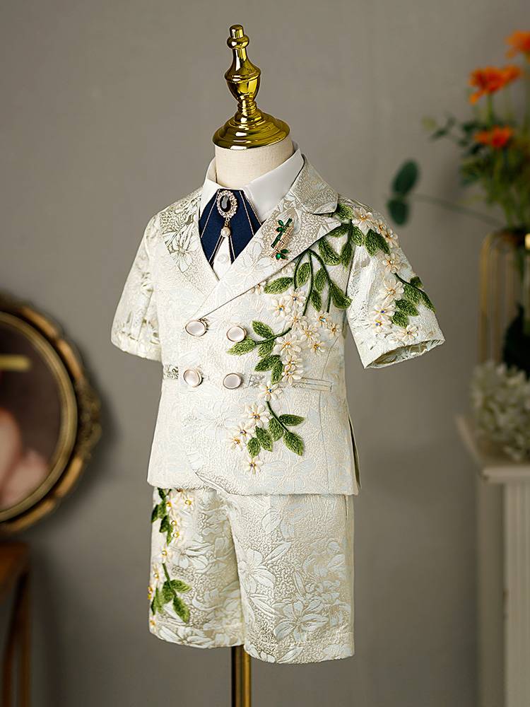 Boys suit suit tide service high -end children's dress handsome model catwalk host boy piano performance service