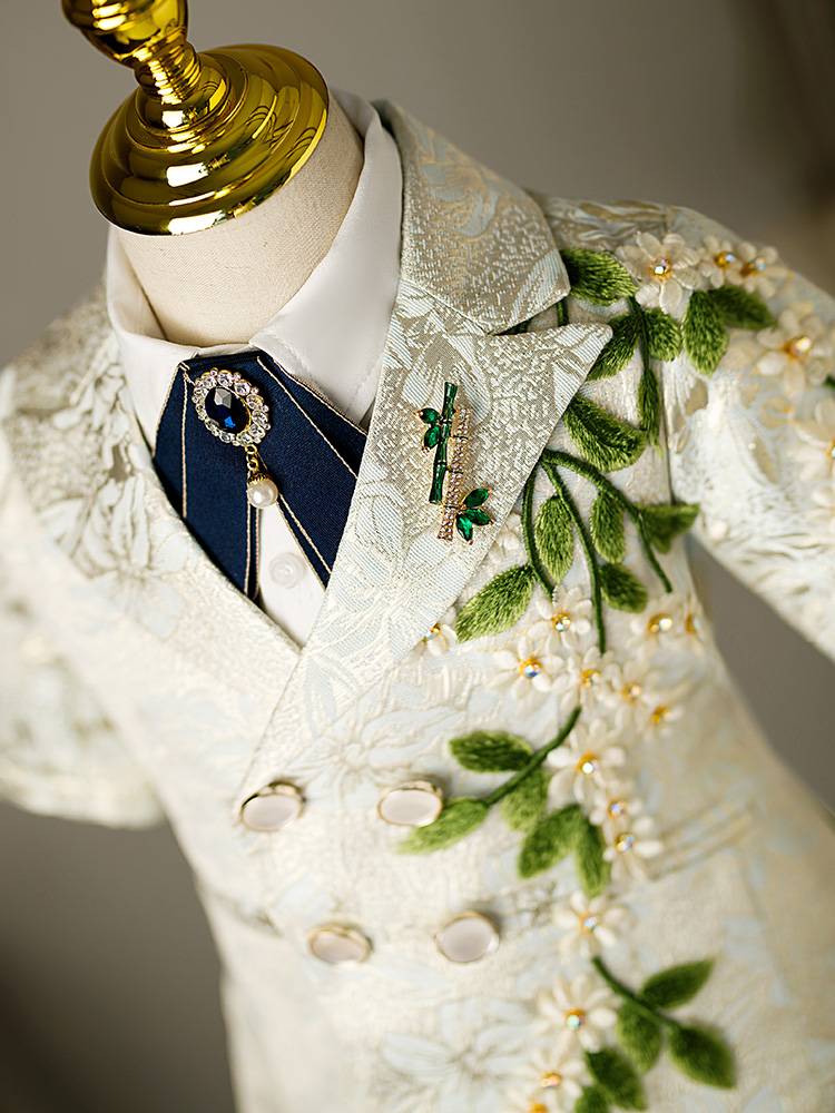 Boys suit suit tide service high -end children's dress handsome model catwalk host boy piano performance service