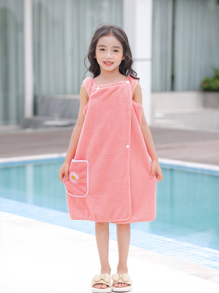 Children's bath towels can be worn with wrapped bath skirt vest, wearing fast -drying baby bathrobe girl swimming 2024 new summer