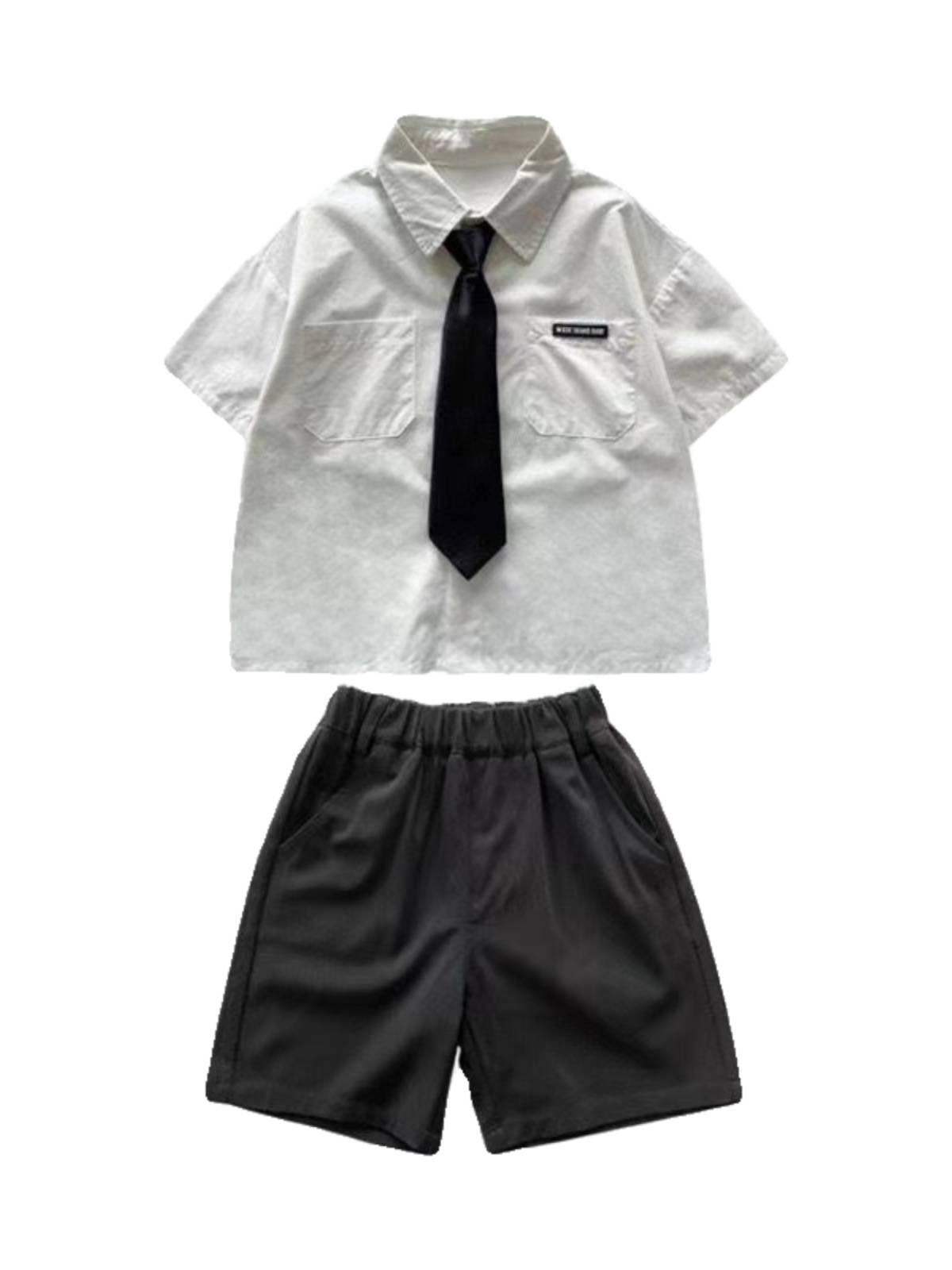 Children's short -sleeved shirt school uniform school uniforms men's and women's set of kindergarten graduation photos performance suits chorus service