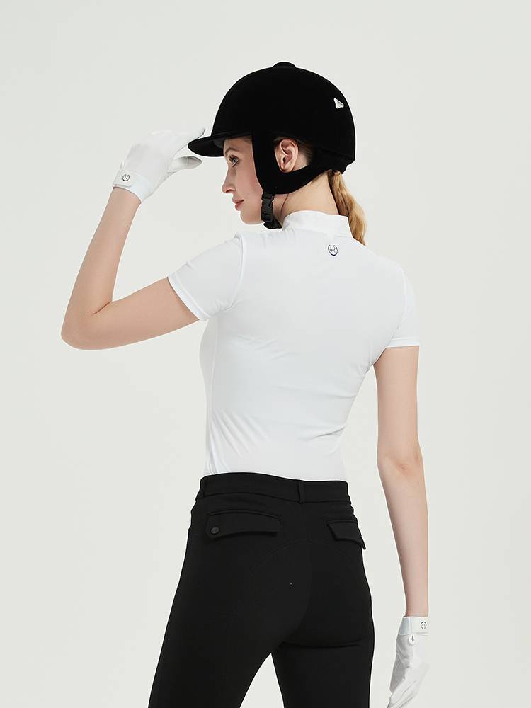 Yuema Watsmatic top POLO Ms. riding equivalent short -sleeved equestrian clothing T -shirt elastic riding clothes