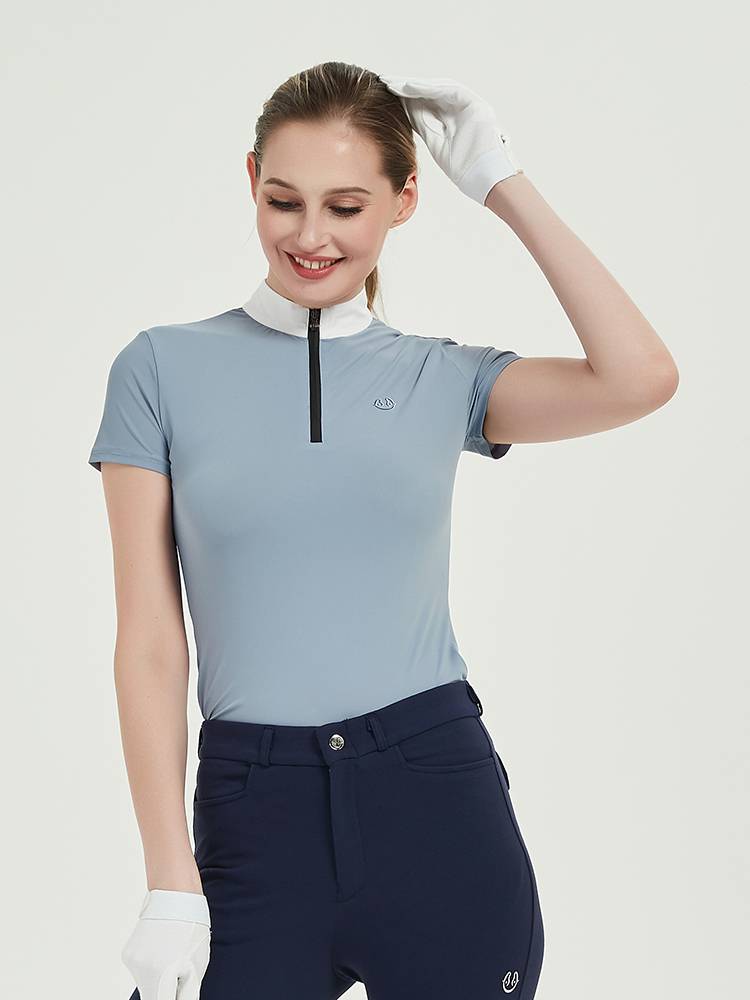 Yuema Watsmatic top POLO Ms. riding equivalent short -sleeved equestrian clothing T -shirt elastic riding clothes