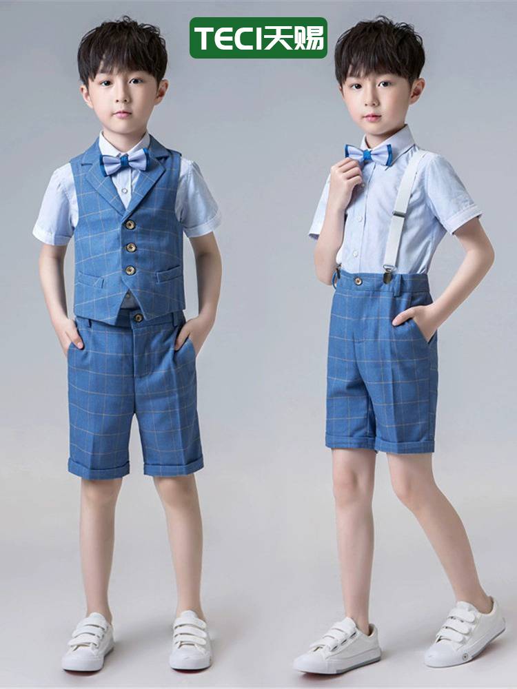 Boys host small dress piano performance clothing children's suit suit boy speech contest performance service service autumn