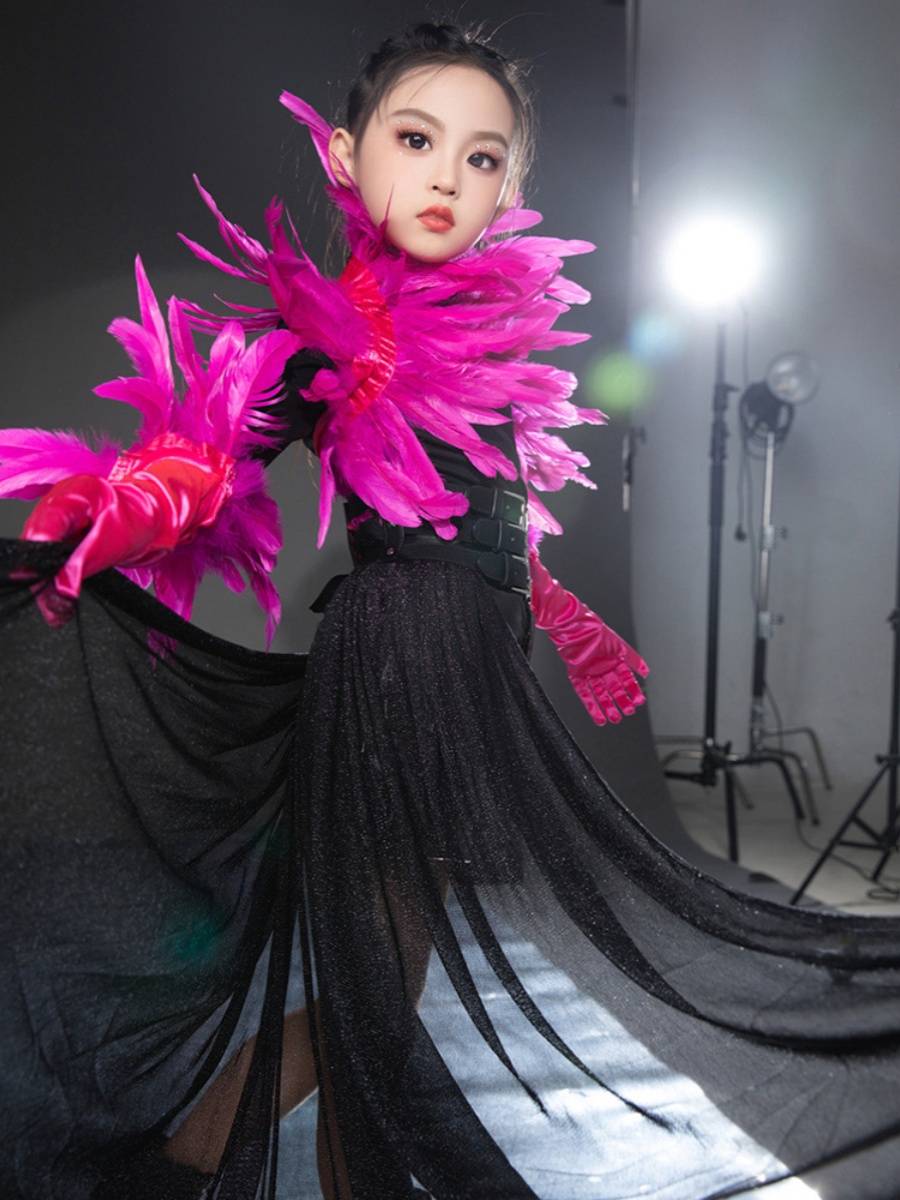Girls Dopamine runway show show showing rose and creative tide cool children's model competition team uniforms exaggerated personality 6