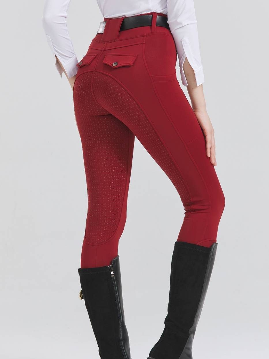 Autumn and winter high -bombs, slim -skilled all -silicon glue female equestrian pants ladies riding pants pants outdoor sports clothing elastic wear resistance