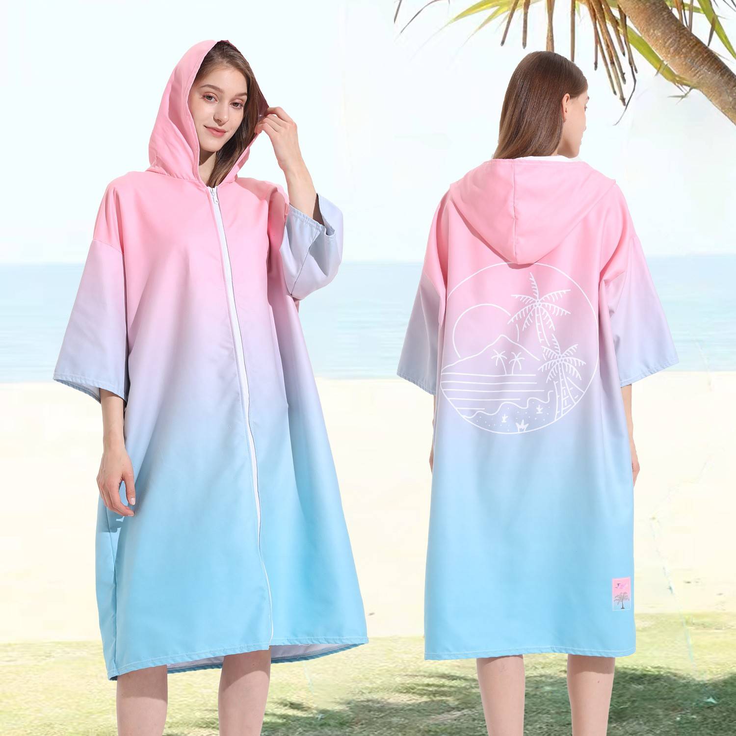 Swimming bathrobe fast sandy beach hooded bath towels adult diving cape zipper stroke surfing new models