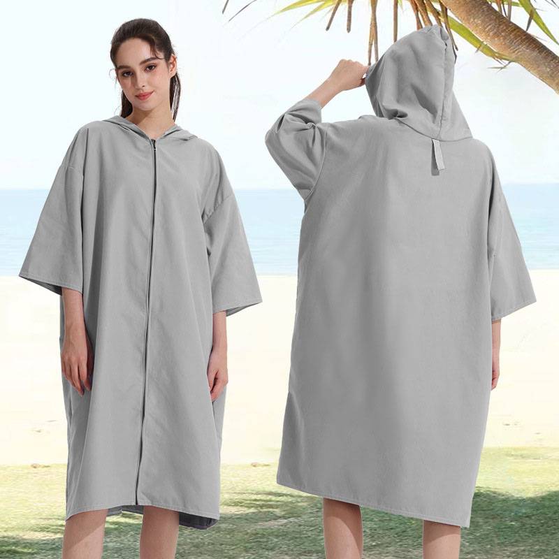 Swimming bathrobe fast sandy beach hooded bath towels adult diving cape zipper stroke surfing new models