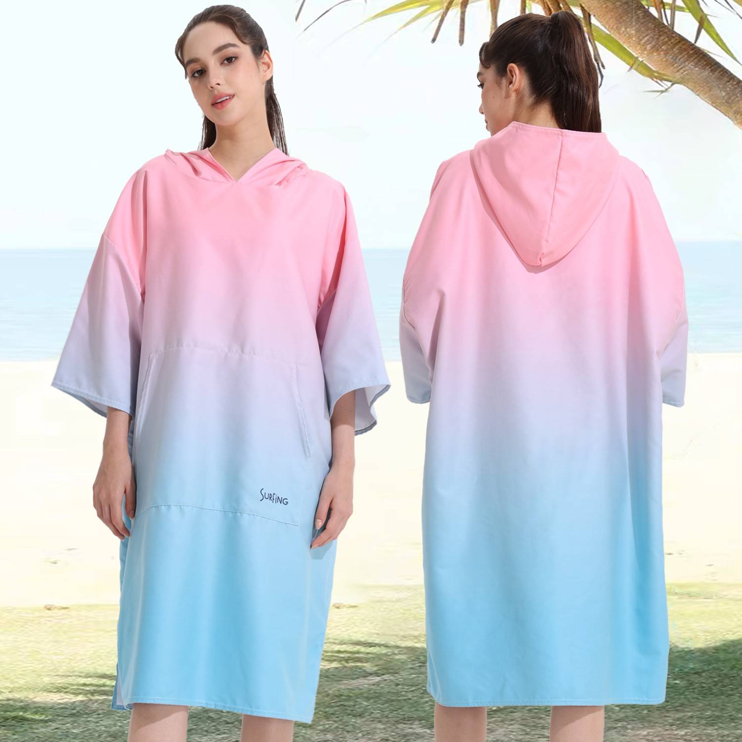 Swimming bathrobe fast sandy beach hooded bath towels adult diving cape zipper stroke surfing new models
