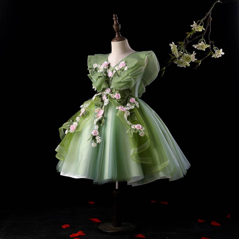 Girls' Dress Princess Skirt Popular Skirt Children's Walking Host Piano Performance Service Birthday Flower Children's Wedding Skirt Summer