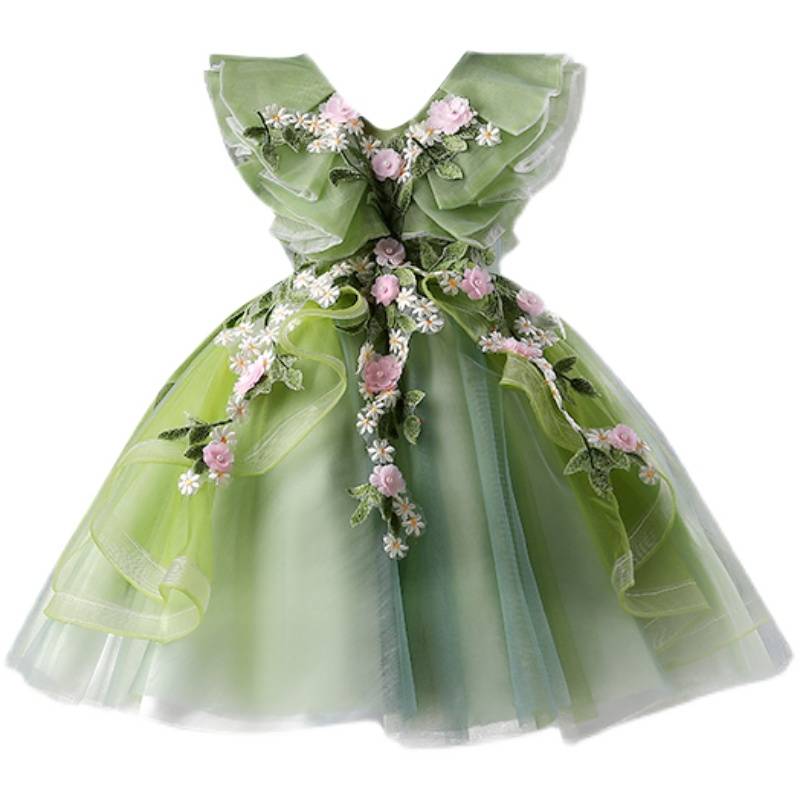 Girls' Dress Princess Skirt Popular Skirt Children's Walking Host Piano Performance Service Birthday Flower Children's Wedding Skirt Summer