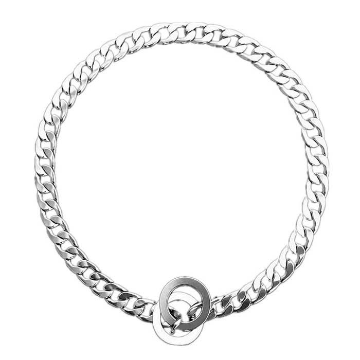 Pet 304 Stainless Steel Flat Chain Dog Plinking Maldle Dogdrador Mid -large collar neck rod traction rope