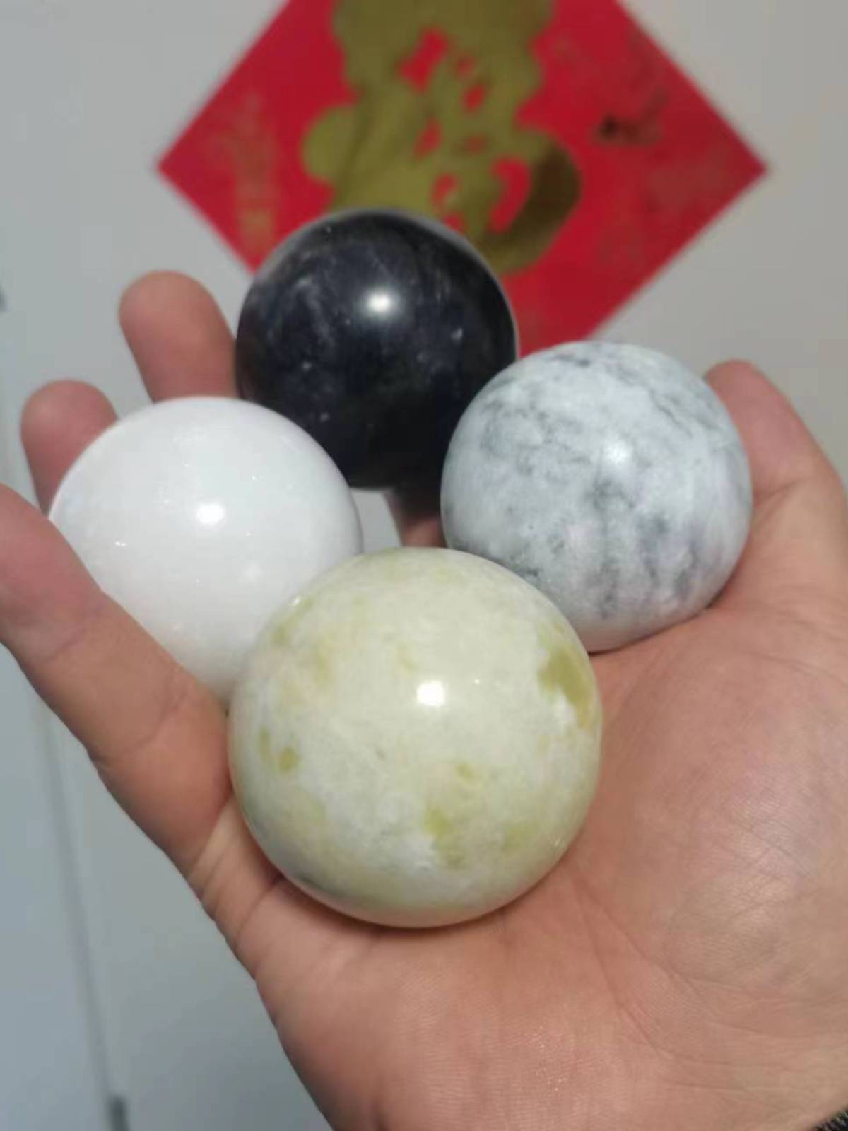 Natural Jade Ball Fitness Ball Health Ball Handle Playing Men and Women Middle and Elderly Massage Children Transfer Stone Health Ball