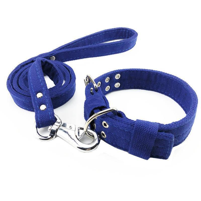 Cotton dog dog collar traction rope set medium large dog neck horses, golden hair, golden retriever, walking dog rope pull