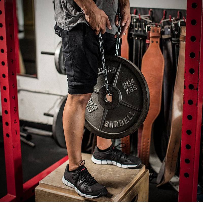 The weight belt pulls up the weight belt and the ring bell increases the weight of the chain