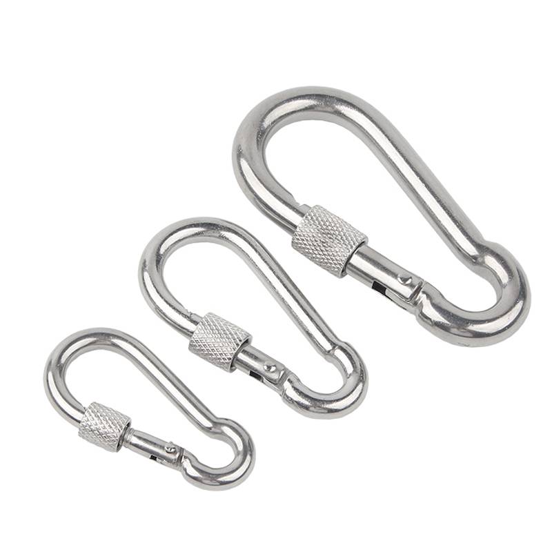 304 stainless steel climbing buckle spring nut buckle safety insurance buckle with circle dog chain buckle life -long life hook