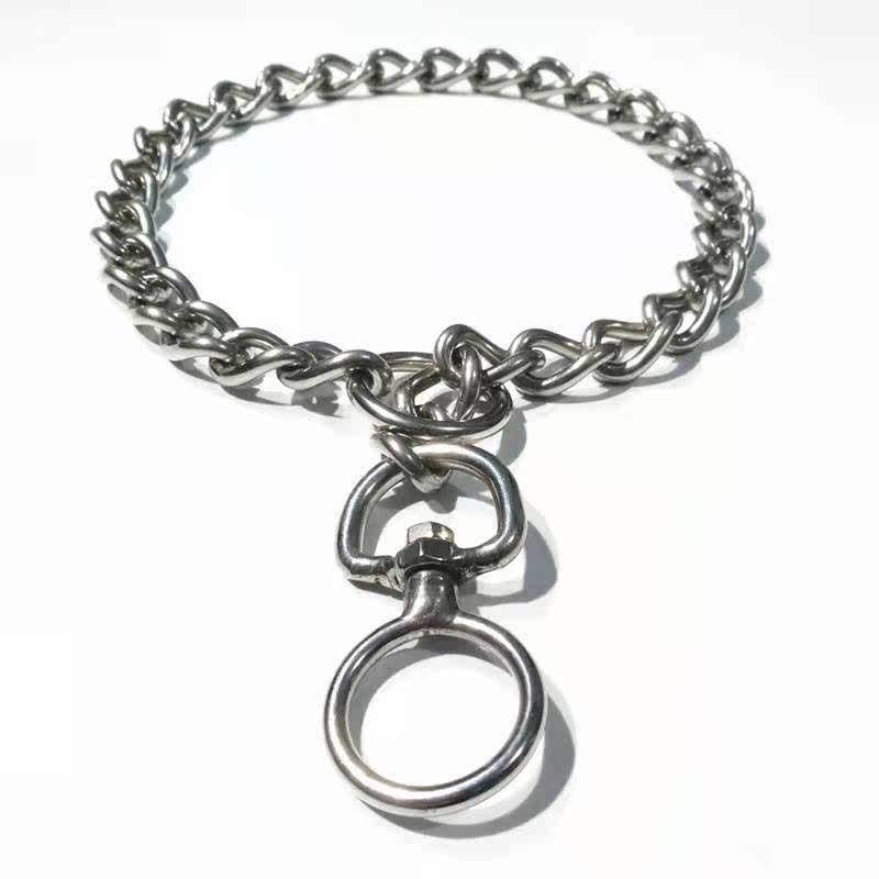 Stainless steel P chain dog traction rope thickened bite medium large dog golden hair walking dog rope horse dog iron chain