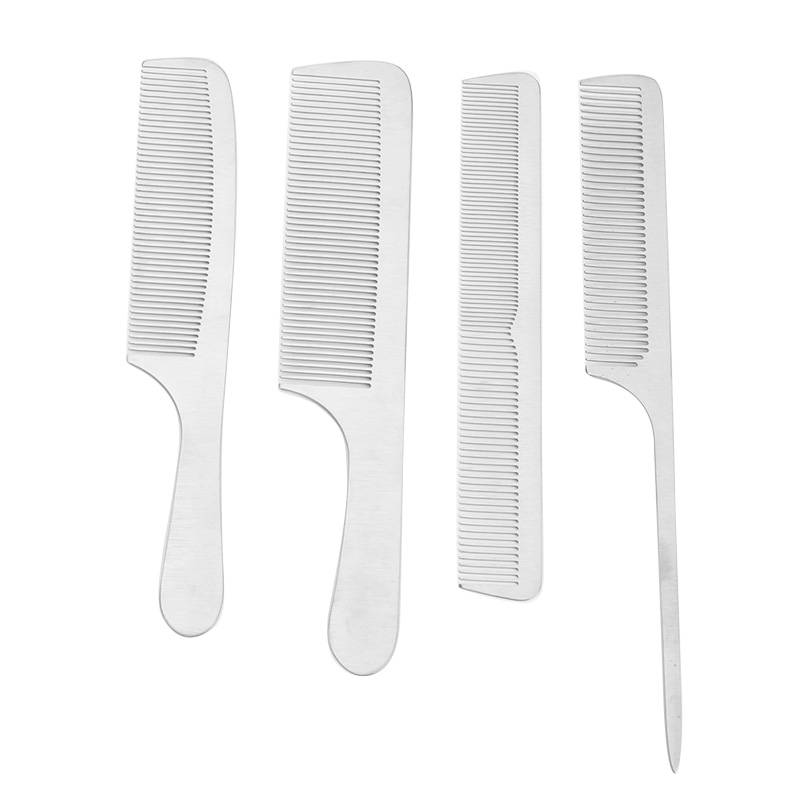 Stainless steel hair combing combed hair steel comb, ultra -thin flat -headed combed combed hair stylist professional haircut special steel comb