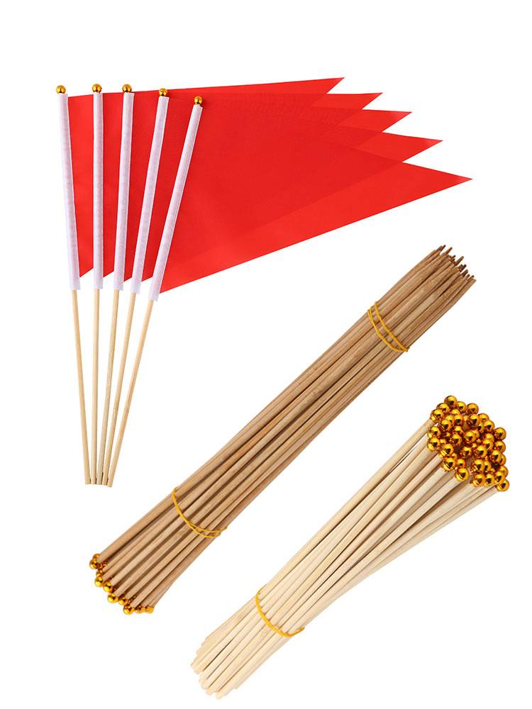 Solid bamboo pole pole No. 8 No. 6 Triangle Xiaolai flag hand -command flag, advertising blank flag plug mud, landmark construction site, red, yellow, blue, white flag, make color printing digital wire printing