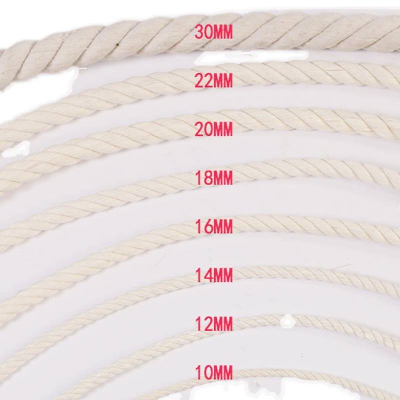 Rice white pure cotton rope decorative cotton yarn beam rope 1-30mm thick detailed binding rope three shares